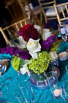 Low Jewel Tone Centerpiece - Photo Courtesy of Lori Rittenger