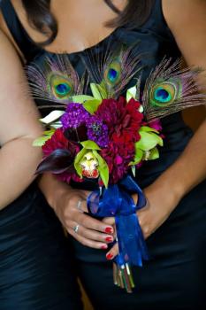 Peacock Bridesmaids Bouquet - Photo Courtesy of Lori Rittinger