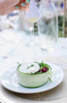 Plated Arugula Beet Goat Cheese Salad